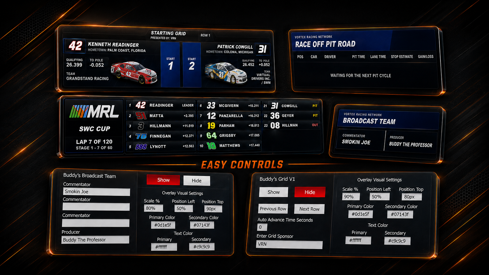Examples of Buddy's Plugins overlays and easy SDK Gaming remote-control settings